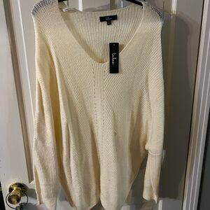 Lulu's Soft Cream V-Neck Sweater